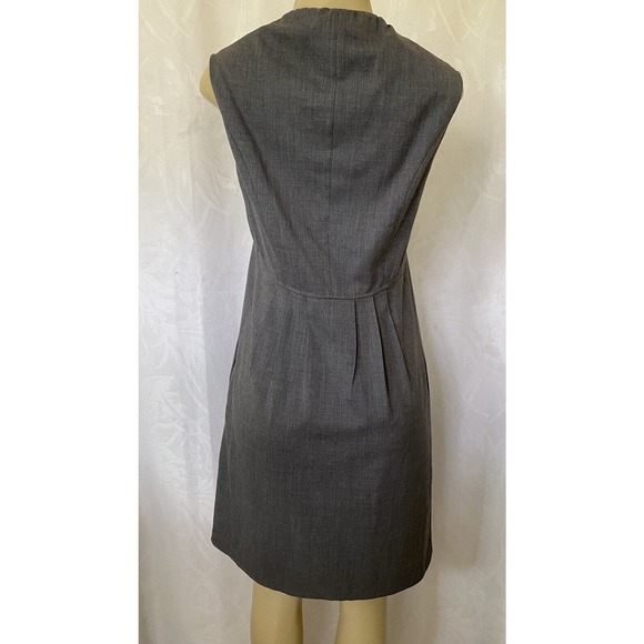 MOSCHINO CHEAP & CHIC Dress Shift Gray Wool Pleated Slip Pockets Sleevel… - Picture 4 of 7